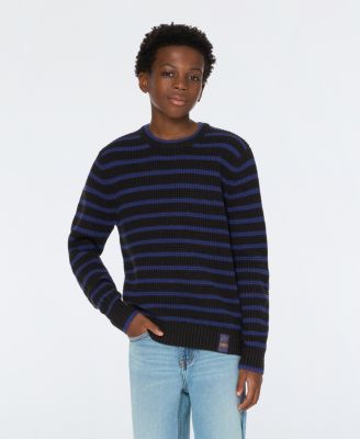 Big Boys Yarn Dye Stripe Crew Neck Sweater
