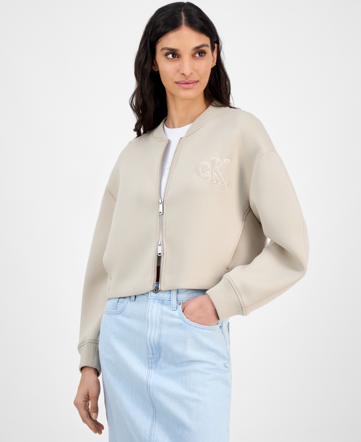 Women's Scuba Zip Jacket - Feather Grey