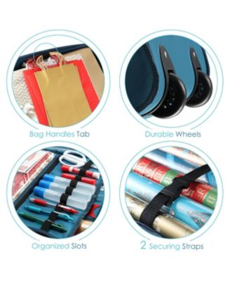 Premium Holiday Gift Wrapping Paper & Accessories Storage Organizer Box - X-Large with Wheels & 2 removable Storage Bins