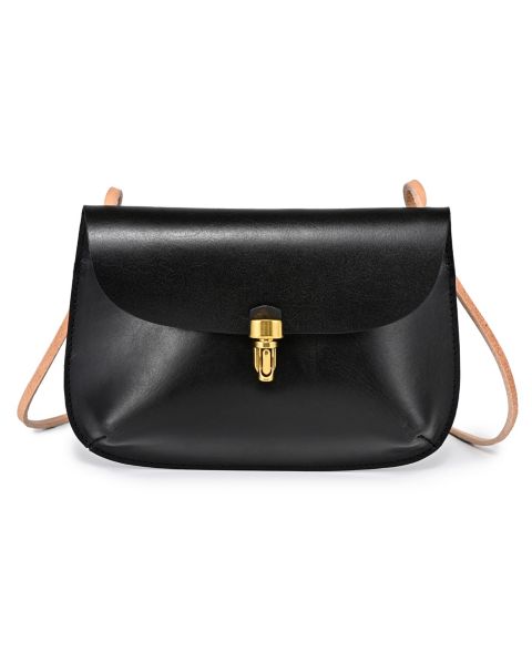 Женская сумка OLD TREND Ada Small Leather Pushlock Crossbody, цвет: Чёрный