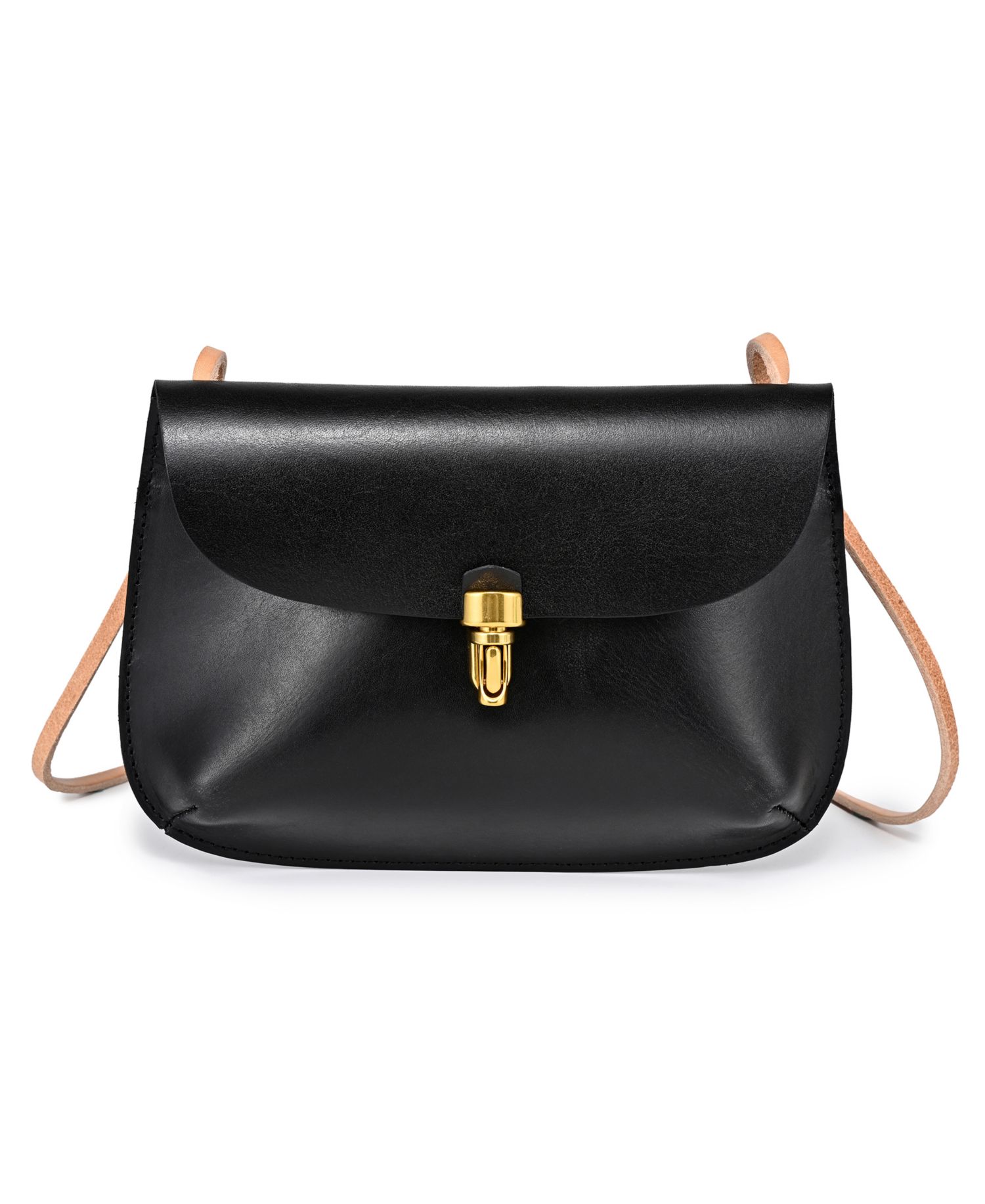 Ada Small Leather Pushlock Crossbody Bag