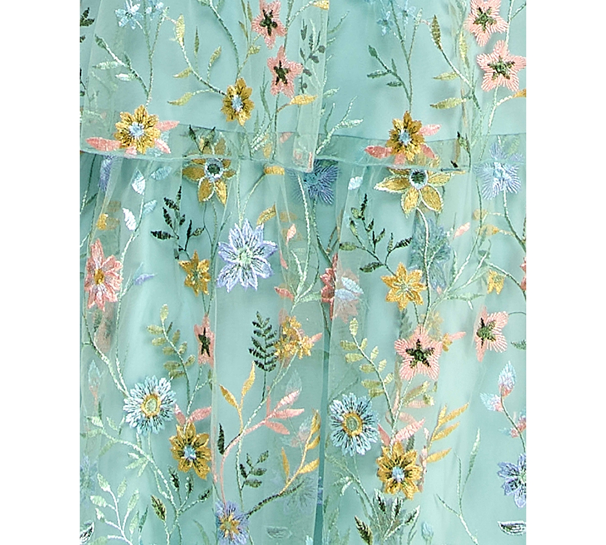 Shop City Studios Juniors' Ruffled Embroidered Tiered Gown, Created For Macy's In Mint Multi