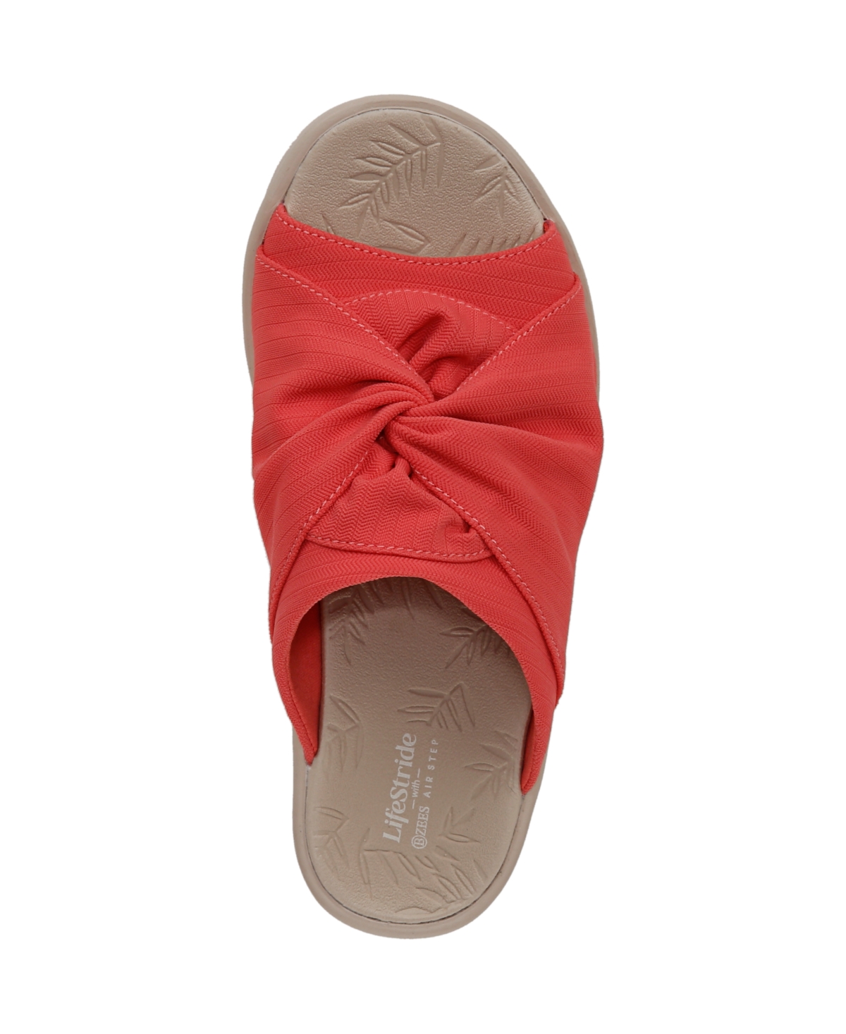 Bzees Women's Smile 3 Washable Slide Wedge Sandals In Coral Beach Stretch Fabric