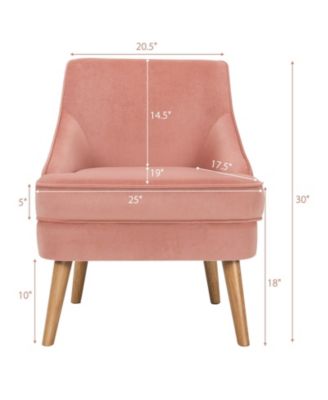 Mid Century Velvet Accent Chair with Rubber Wood Legs for Bedroom