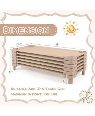 Kids Stackable Daycare Cot Pack of 6 with Detachable Oxford Cloth