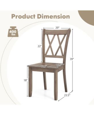 Set of 2 Wooden Dining Chairs Mid Century Farmhouse Retro Kitchen Chairs