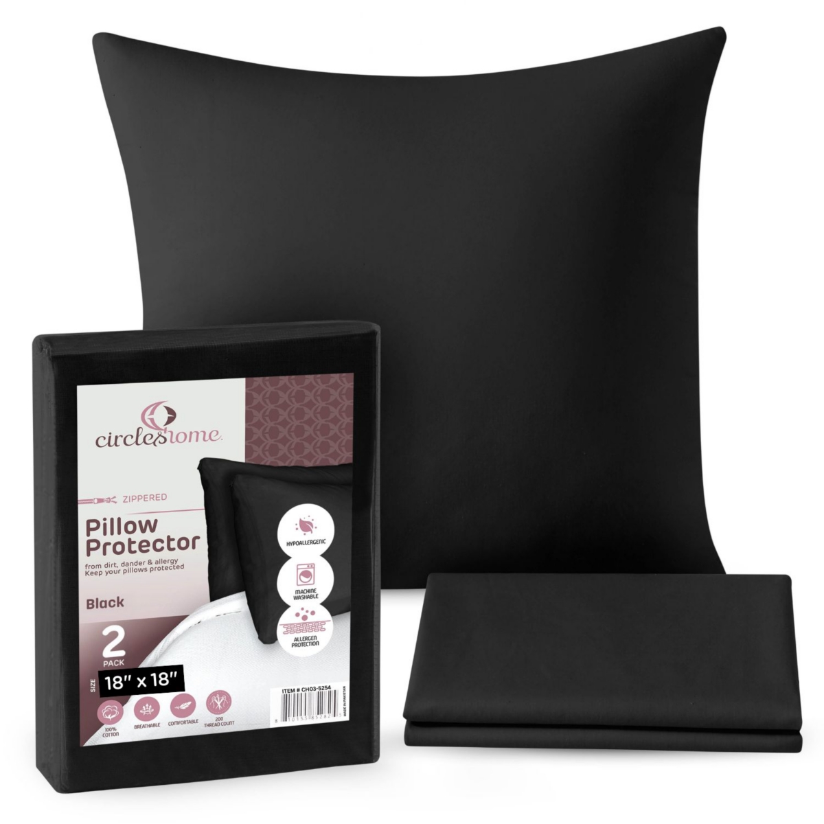 Circles Home Circles Home, 100% Cotton Zippered Pillow Protector 2 Pack