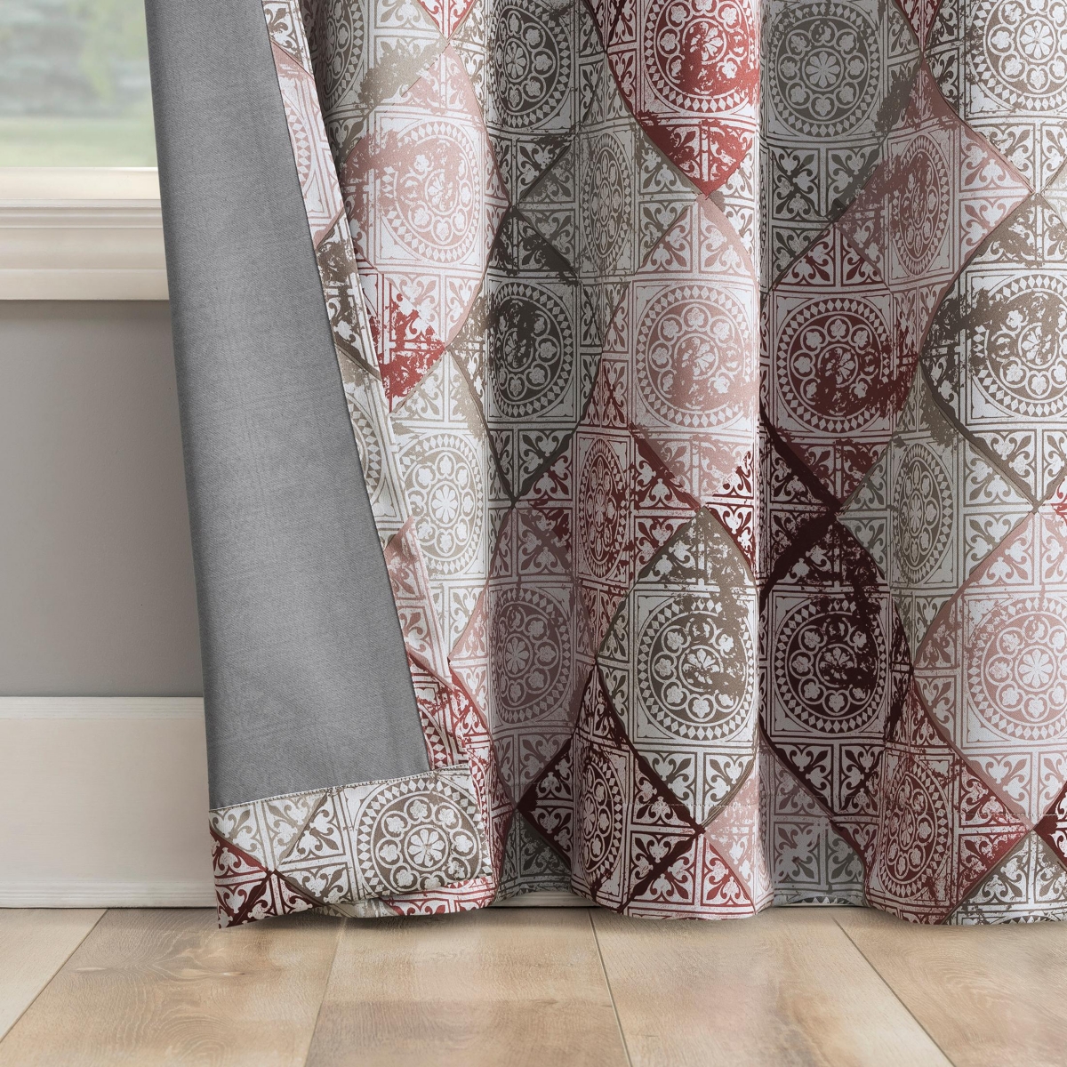 Sun Zero Lawson Global Medallion Print Room Darkening Grommet Curtain Panel