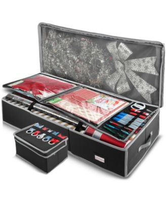 Premium Holiday Gift Wrapping Paper & Accessories Storage Organizer Box