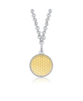 Rachel Glauber Eternal Harmony Two-Tone Circle Pendant Necklace - White