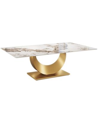 78.7-Inch Sintered Stone Dining Table with Snowy White Pandora Top, Luxury Kitchen & Dining Room Table