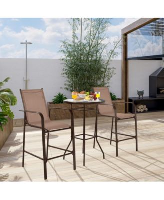3 Pieces Outdoor Patio Bar Table Stool Set