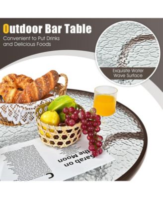 3 Pieces Outdoor Patio Bar Table Stool Set