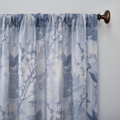 Hilary Watercolor Floral Linen Blend Semi-Sheer Rod Pocket Curtain Panel