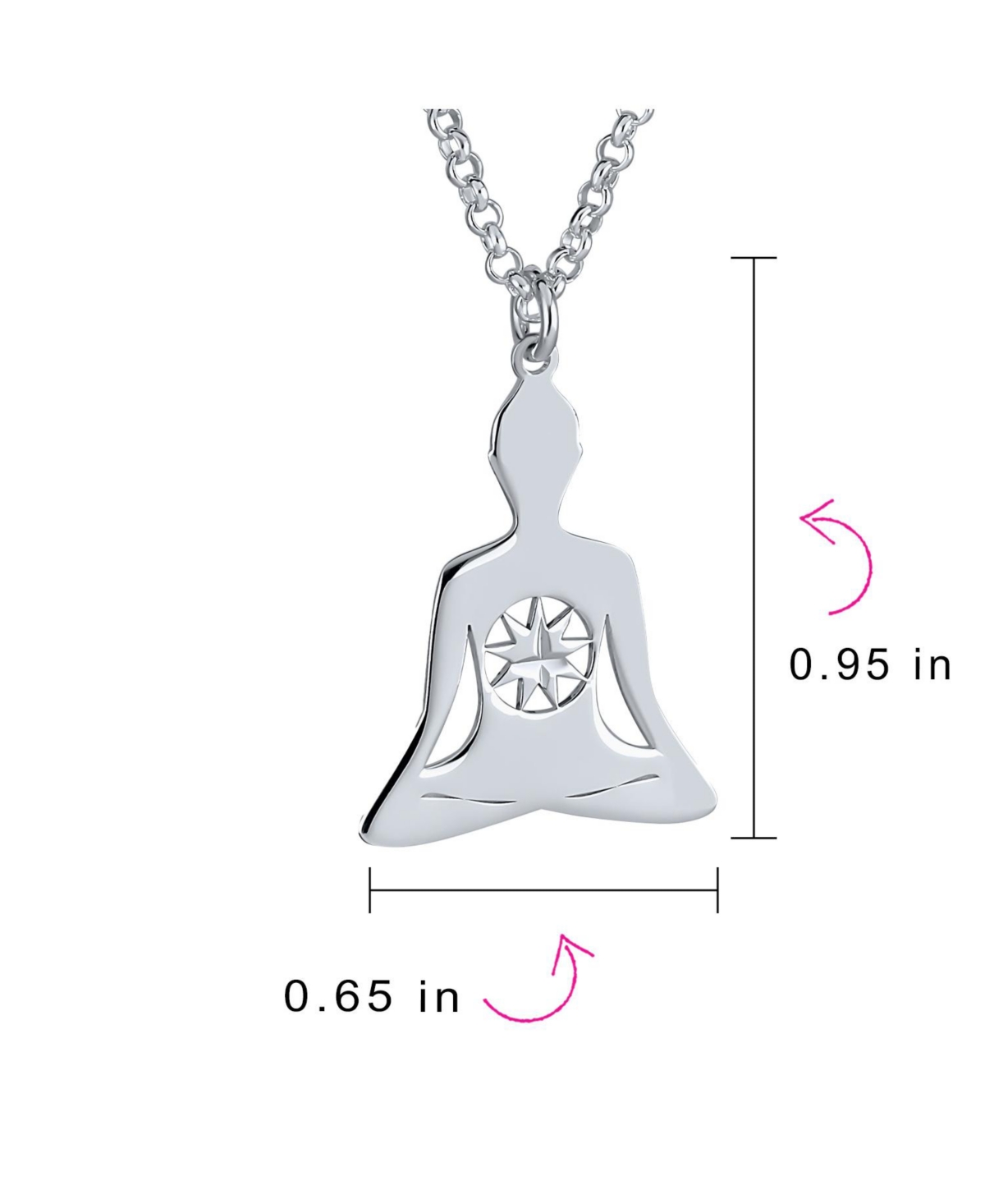 Bling Jewelry Mediation Celestial With Fairy North Star Heptagram Buddha Pendant Necklace For Women For Yogi .925 Sterling- Silver