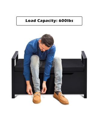 34.5 ×15.5 ×19.5 Inch Shoe Storage Bench with Cushion Seat for Entryway