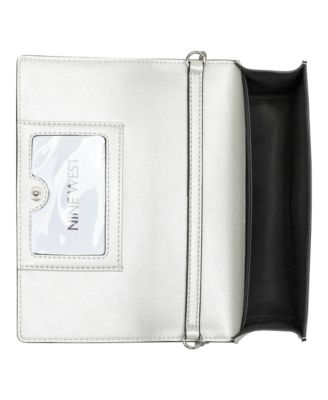 Nine West Women's Omyra Quilted Phone Chain Crossbody Bag – Silver, 8x5x2 Inches, Perfect For Everyday - View #6