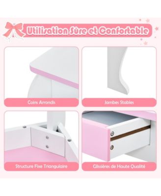 GOUUN Kids Vanity Set with Mirror, Drawer, and Chair for Makeup and Dressing