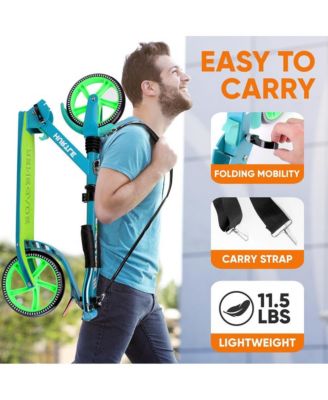 Renegade Kick Scooters for Kids Teenagers Adults- 2 Wheel Kids Scooter with Adjustable T-Bar Handlebar - Alloy Anti-Slip Deck - Portable Folding Scooters for Kids with Carrying Strap