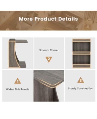 C-shaped Rolling End Side with Back Storage Shelves beside Sofa