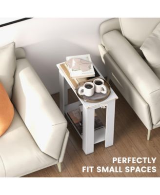 2-Tier Modern Compact End Table with Storage Shelf