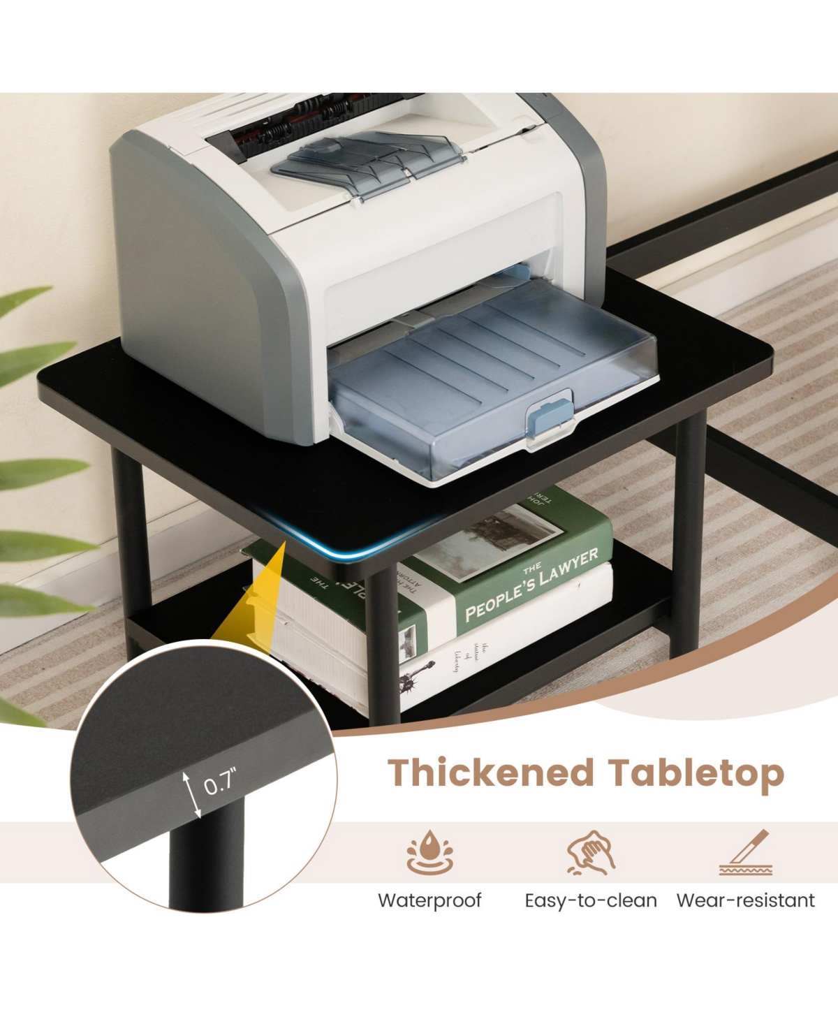 Gouun Under Desk Printer Stand with 4 Wheels and Locking Mechanism