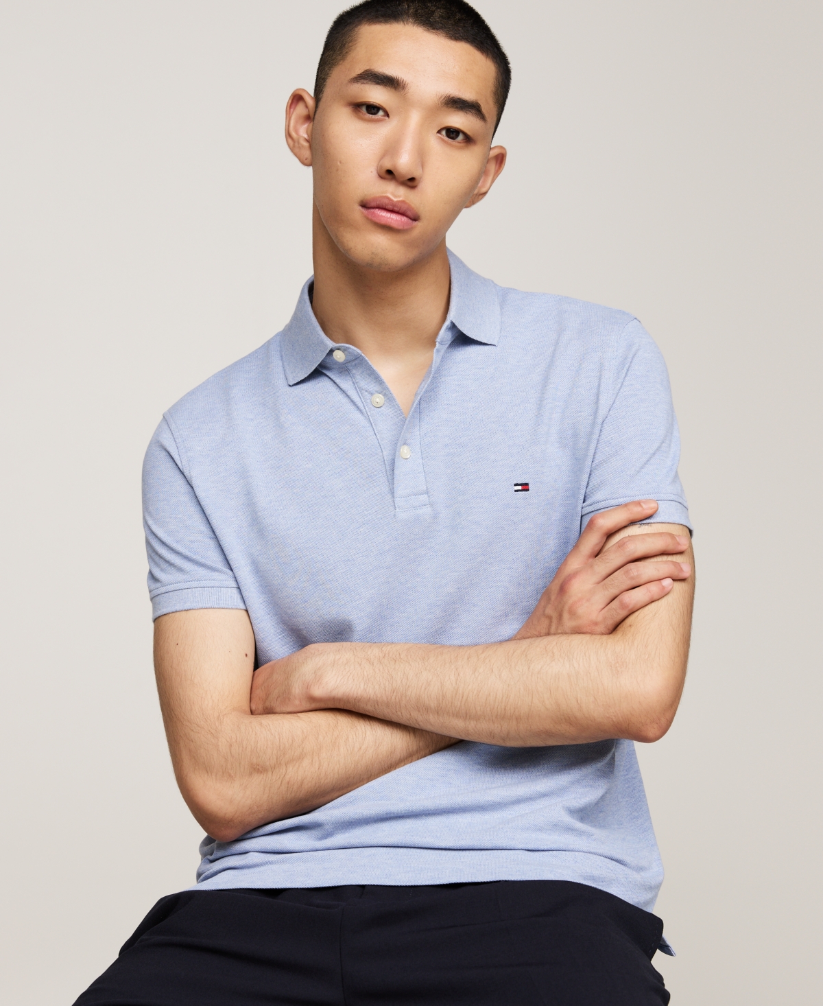 Tommy Hilfiger Men's 1985 Slim Fit Polo Shirt In Vessel Blue Heather