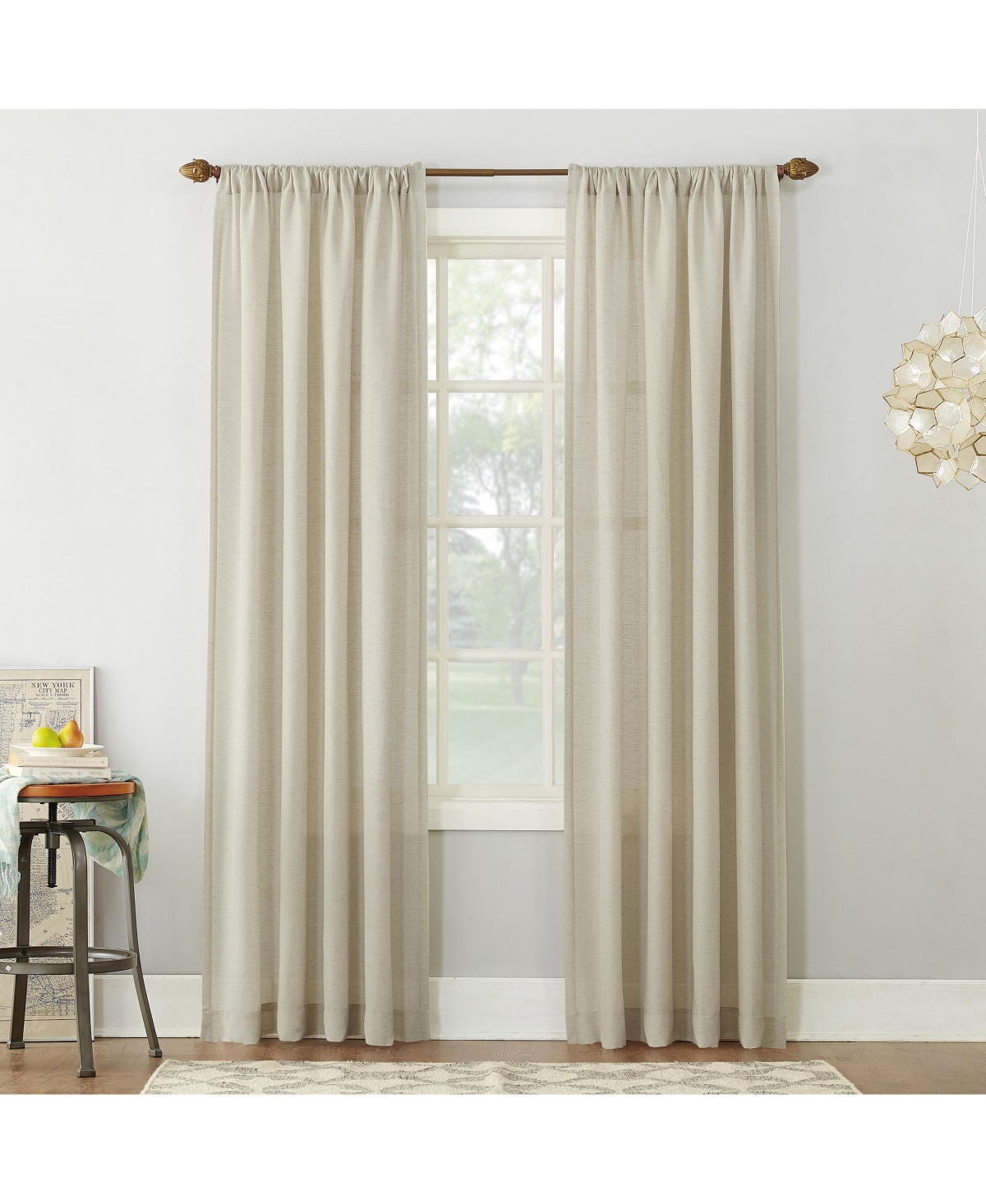 Amalfi Linen Blend Textured Semi-Sheer Rod Pocket Curtain Panel