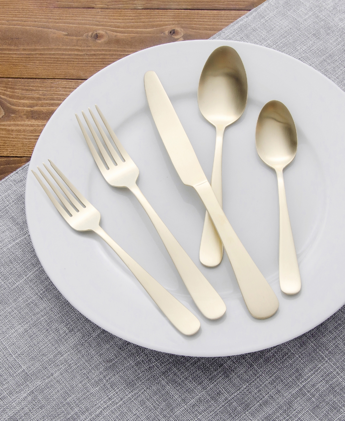 Kitchinox Alton Bay Gold Satin 45-pc. Flatware Set, Service For 8 In Gold