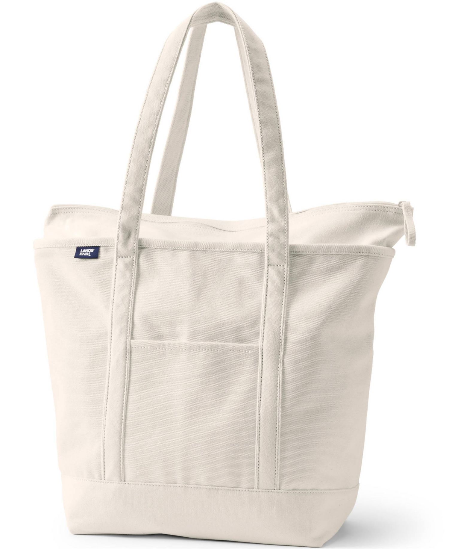 Large 5 Pocket Zip Top Long Handle Canvas Tote Bag