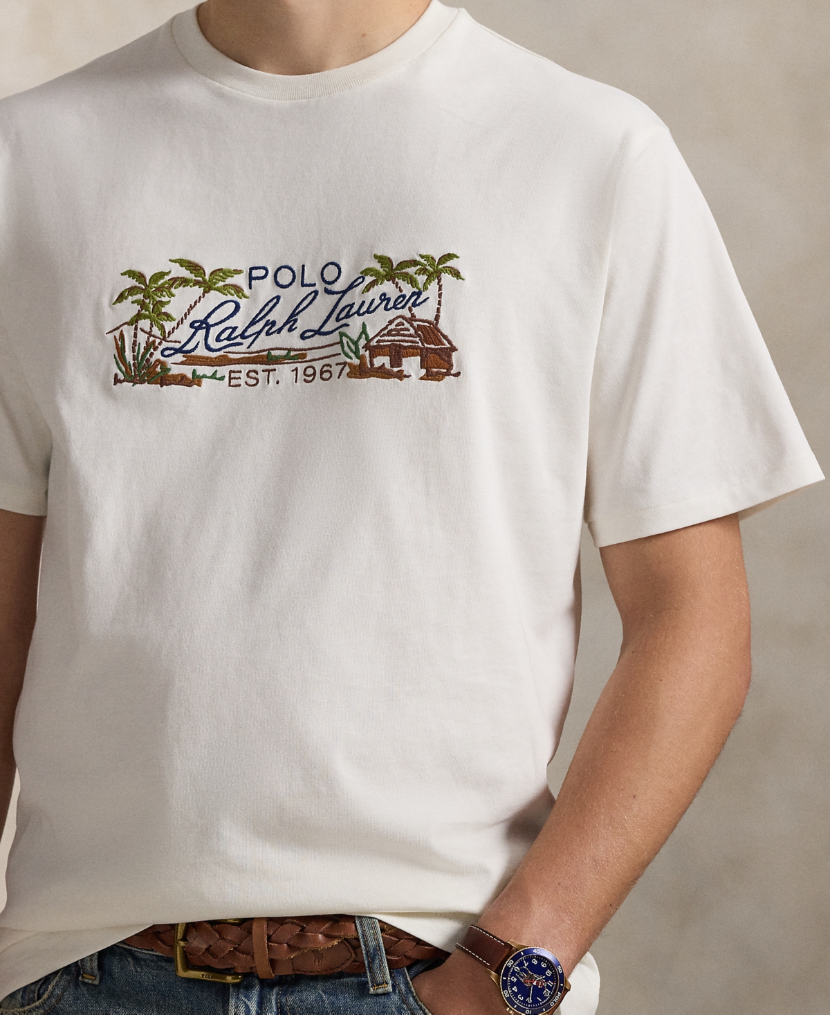 Polo Ralph Lauren Men's Big & Tall Embroidered Jersey T-shirt In White