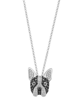 EFFY&reg; White Diamond (1/5 ct. t.w.) & Black Diamond (1/4 ct. t.w.) Pendant 18" Necklace in 14k White Gold