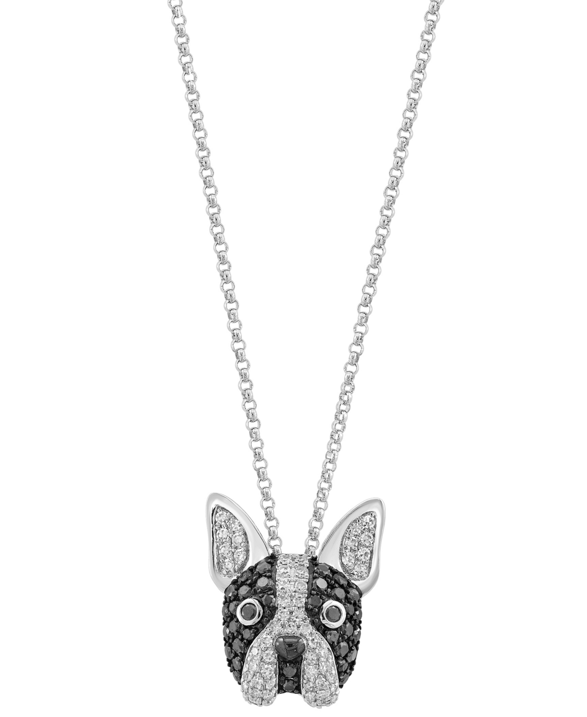 Effy Collection White Diamond (1/5 Ct. T.w.) & Black Diamond (1/4 Ct. T.w.) Pendant 18" Necklace In 14k White Gold In White Gold