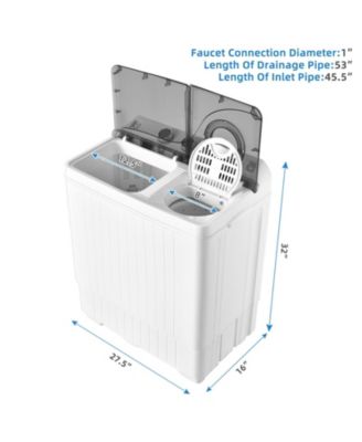26 LBS Twin Tub Portable Washing Machine with Built-In Drain Pump