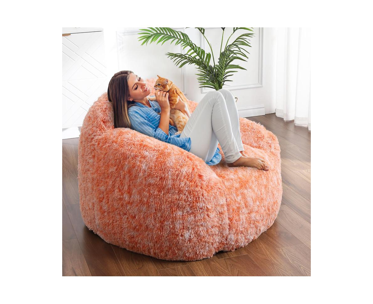 gaomon Bean Bag Chair, Faux Fur Bean Bag Chairs for Adults, Kids Bean Bag Couch with Armrest, Soft Foam Filled Fluffy Couch Lazy Sofa Chair for Readin