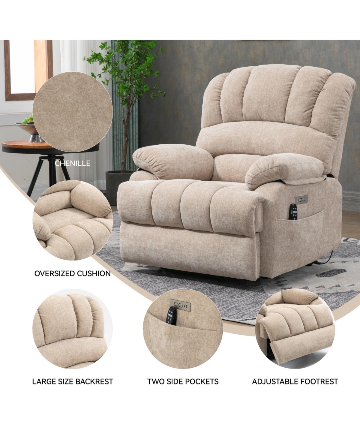 Mondawe 23" Chenille Power Lift Recliner Chair