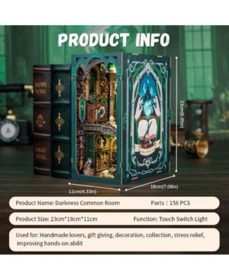 Book Nook Kit - DIY Dollhouse Miniature House Kit Booknook for Adults and Teens, Tiny Magic House Bookshelf Insert Room Decor Model Build Gifts for Friends and Family (Darkness Common Room