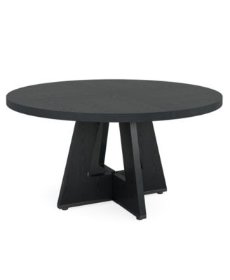 47" Round Wood Dining Table – Farmhouse Kitchen Table for 4 with Wooden Top and Legs