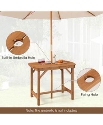 Outdoor Fir Wood Dining Table with 1.5 Inch Umbrella Hole