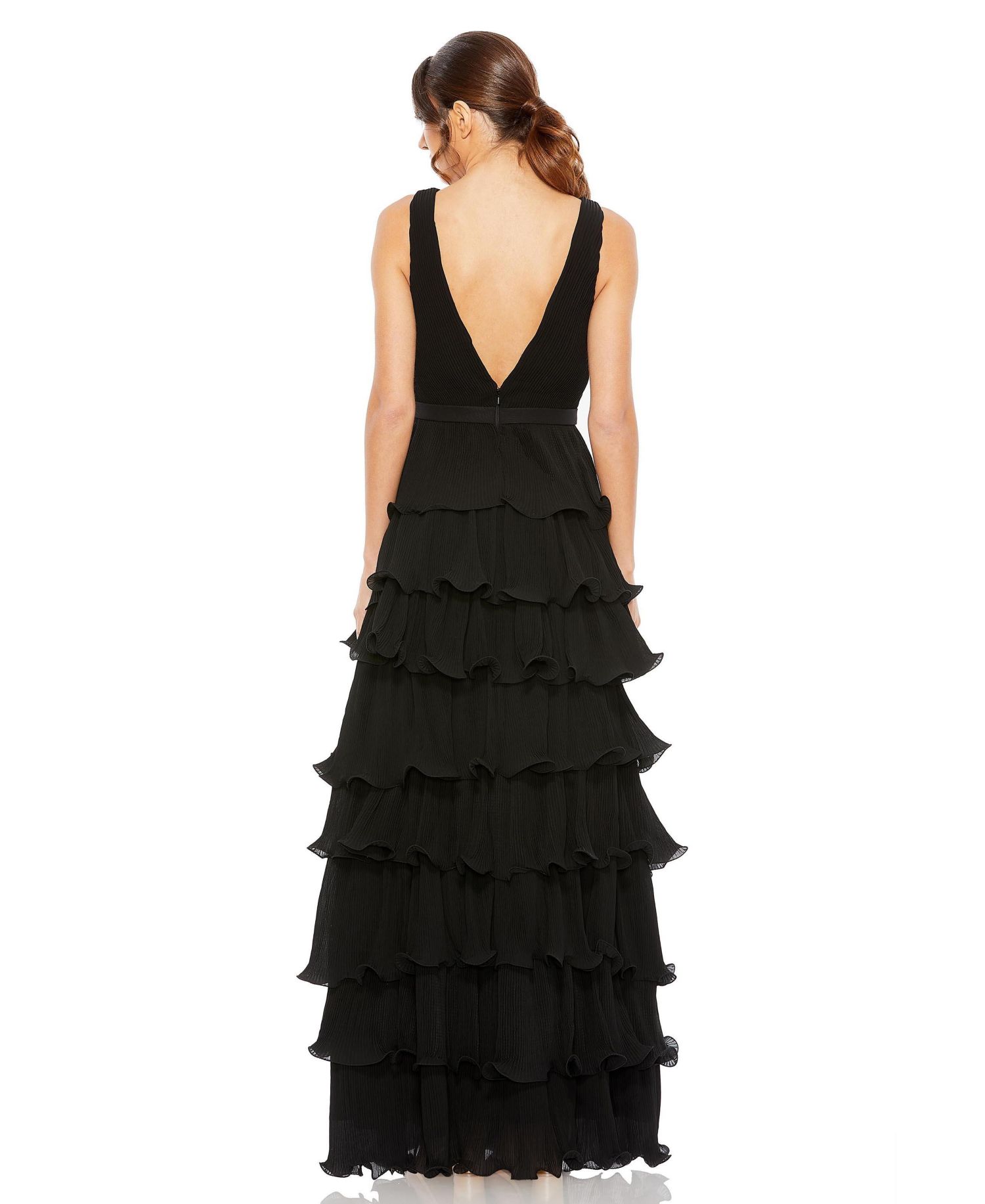 Women's Sleeveless Ruffle Tiered Evening Gown