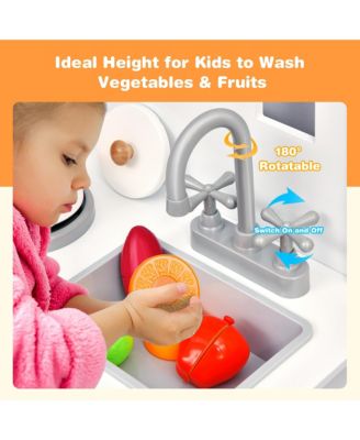 Kids Play Kitchen Set Toddler Pretend Cooking Set w/ Cabinet&Accessories