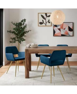 Set of 2 Modern Velvet Upholstered Dining Chair with Metal Legs