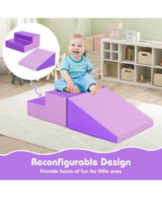 2-Piece Step and Slide Climber for Infants and Toddlers Baby Soft Play Set Foam Blocks