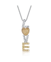 Genevive Sterling Silver Two Tone Cubic Zirconia And Lemon Love Pendant - White