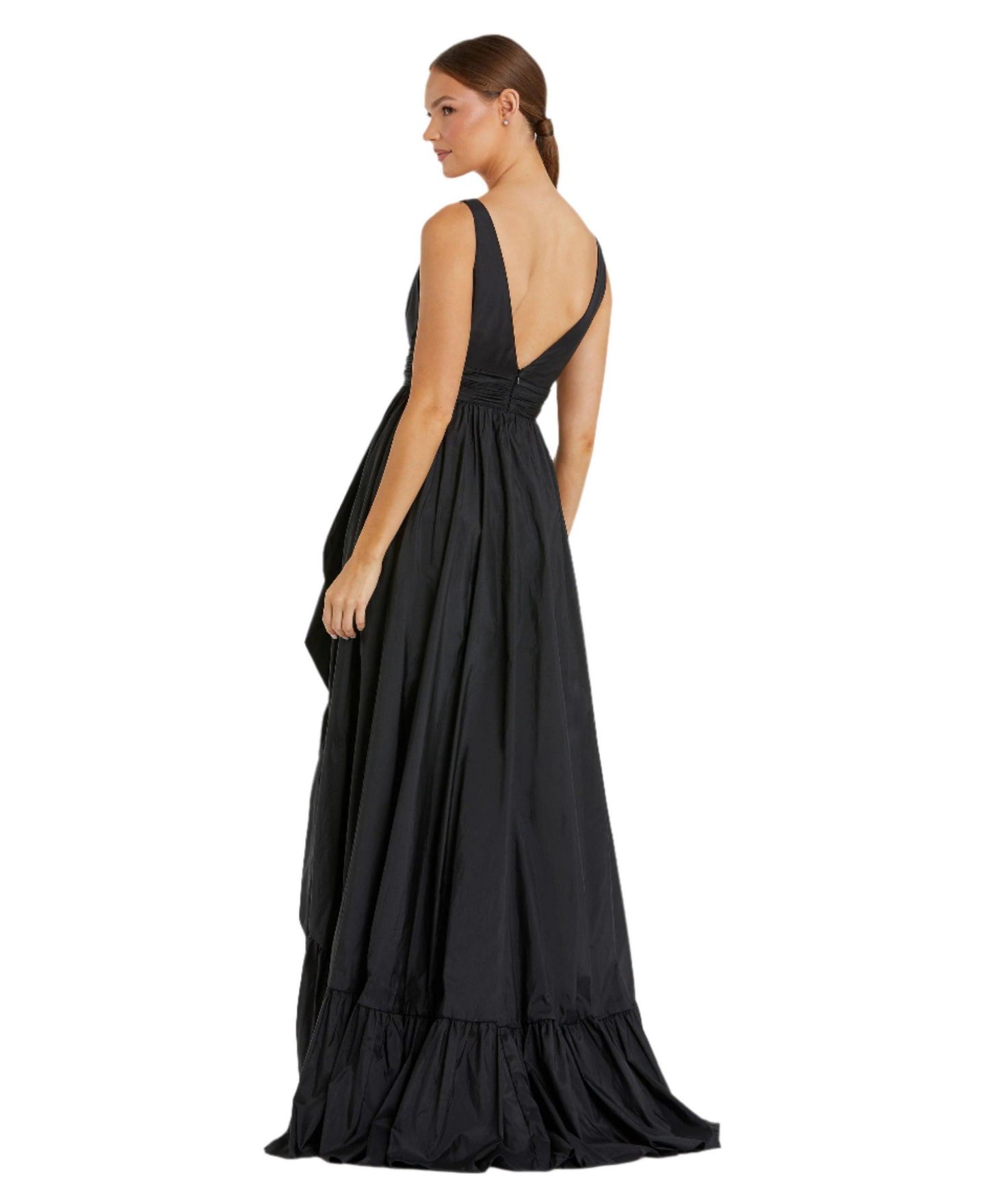 Женское платье Mac Duggal Taffeta Hi-Low Ruffle Gown, цвет: Чёрный — фото 5