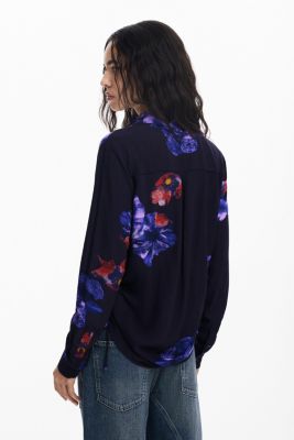 Women's Gathered floral fluid shirt