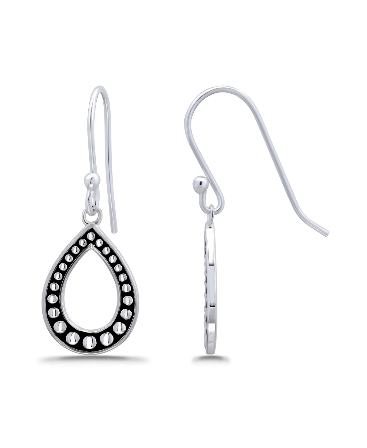 Macy's Oxidized Beaded Tear Drop Earrings In Silver