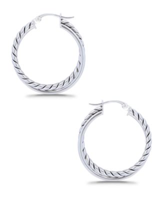 Oxidized Polish Tubing Click Top Hoop Earrings