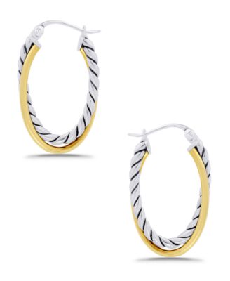 Oxidized Oval Two Row Polish Tubing Click Top Hoop Earrings