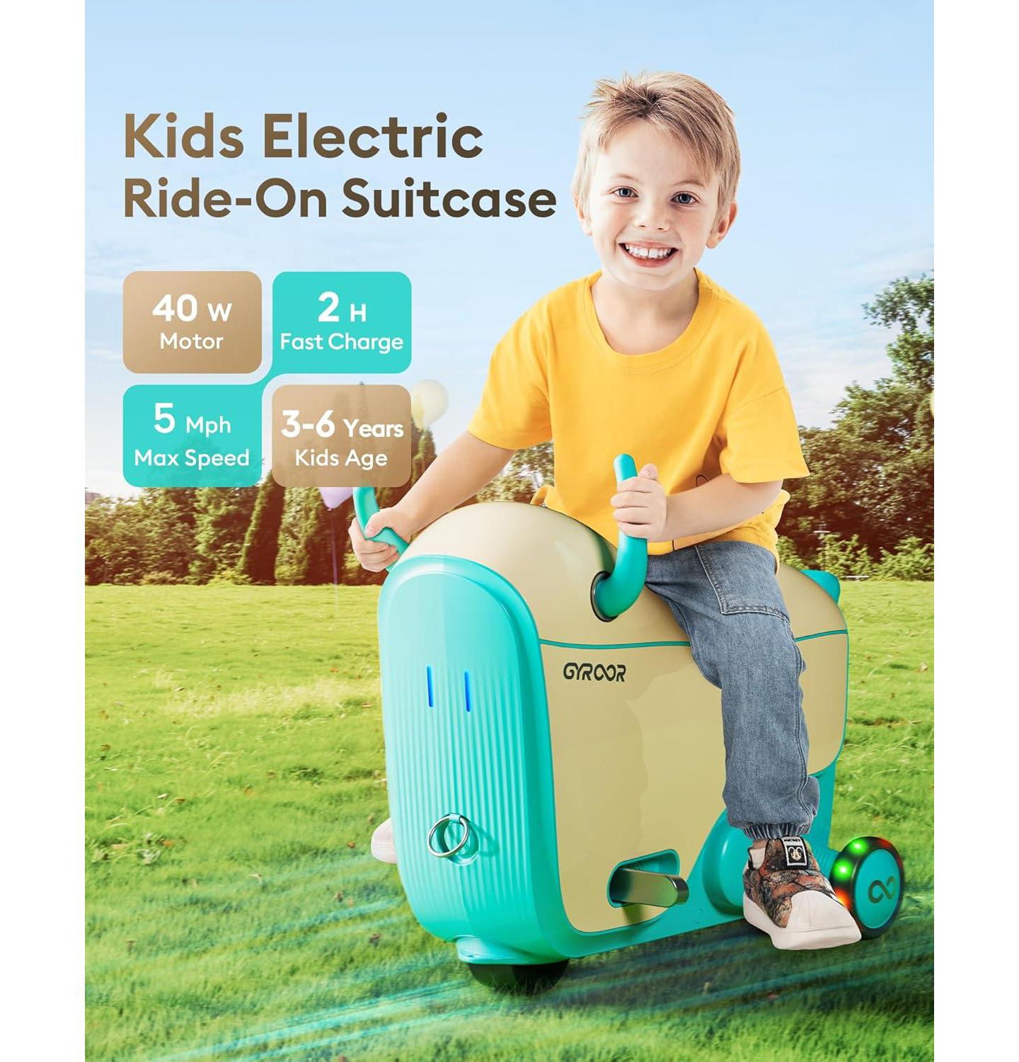 Детская игрушка Gyroor GNU 40W Electric Trolley Suitcase Inspired Electric Ride-On Luggage for Kids, A Fun & Practical Travel Buddy Ages 3-6-up to 5 Miles 5MPH, цвет: Синий — фото 11